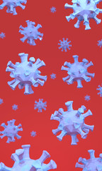 3D-Illustration of Coronavirus background. Low poly 3D-render in cartoon style.