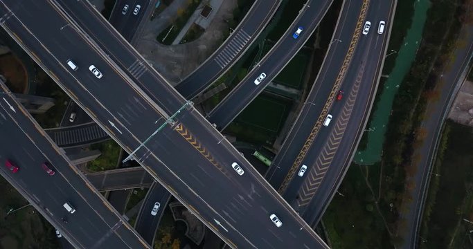 Drone 4K, aerial view of The most insane highway in all China, Qianchun interchange in the mountainous, Guiyang, China