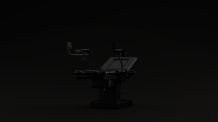 Black Obstetrics Gynecological Chair Black Background 3d illustration 3d render