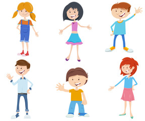 cartoon kids ant teen characters set