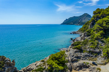 Fototapeta premium Aerial landscape of beach.Top view of summer sea. 