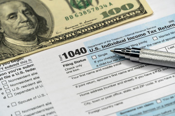 Obraz premium U.S Individual Income Tax Return. Background of finance