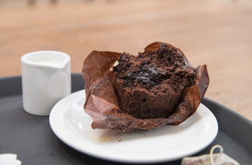 a half chocolate brownie cupcake