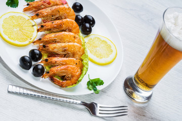 Fried langostins in a white plate
