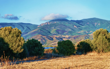 Obraz na płótnie Canvas Landscape with clouds mountains in Teulada Carbonia Iglesias Sardinia