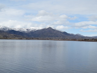 lake with mountains 
