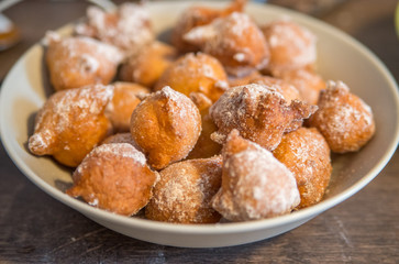 freshly baked round donuts
