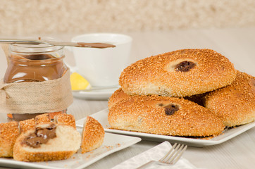 Turkish pastry on whşte table consept