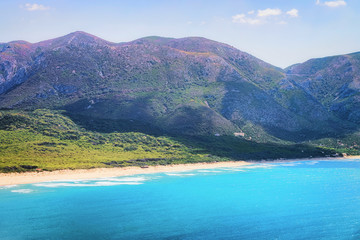 Beach at Buggerru at Mediterranean sea Sardinia