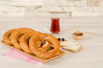 Turkish pastry on whşte table consept