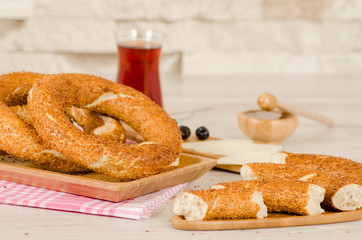 Turkish pastry on whşte table consept