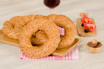 Turkish pastry on whşte table consept