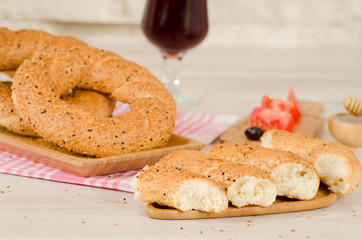 Turkish pastry on whşte table consept
