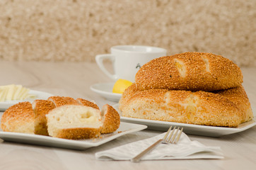 Turkish pastry on whşte table consept