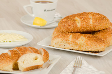 Turkish pastry on whşte table consept