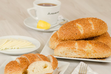 Turkish pastry on whşte table consept