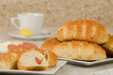 Turkish pastry on whşte table consept