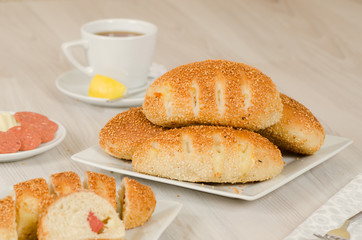 Turkish pastry on whşte table consept