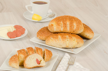 Turkish pastry on whşte table consept