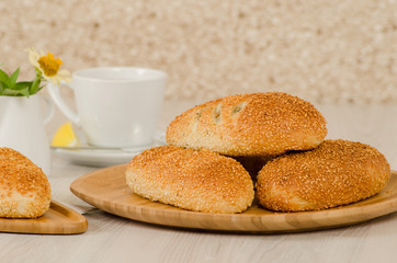 Turkish pastry on whşte table consept