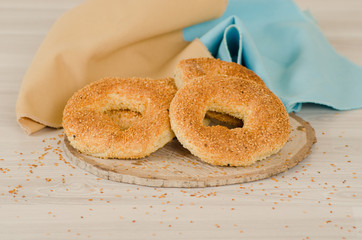 Turkish pastry on whşte table consept