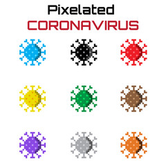  Pixelated Covid-19 - Coronavirus - Virology Concept