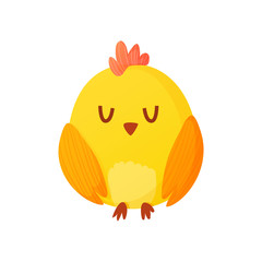 Yellow chicken cartoon bird isolated on white.