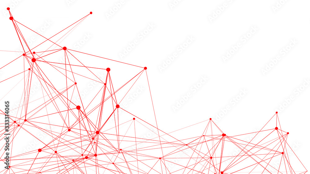 Aufkleber Abstract white background with connecting dots and lines. Network connection structure. Plexus effect. Vector Illustration.