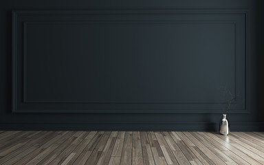 Empty room with Modern classic wall panels and wooden floor