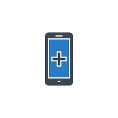 Smartphone with Medical App related vector glyph icon.