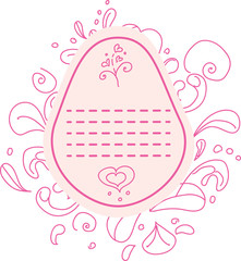 Happy Easter. Pink vector sticker with Easter with egg. Modern sale stickers on white background