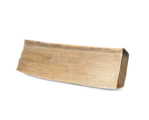 Cut firewood on white background. Heating in winter