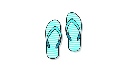  Blue Strip Flip Flops Top View flat design vector illustration