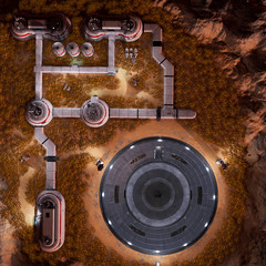 base in another planet drone view © DM7
