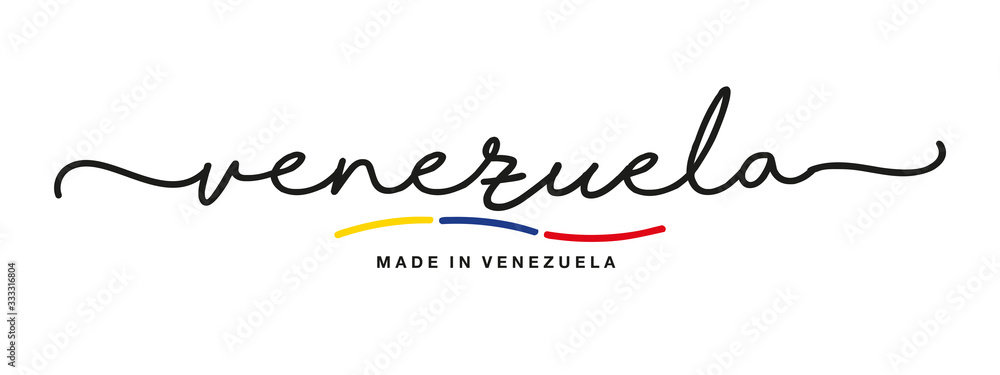 Wall mural made in venezuela handwritten calligraphic lettering logo sticker flag ribbon banner - Wall murals