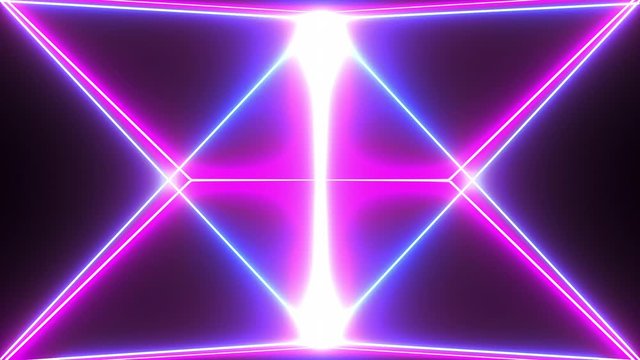 Doble Blue and Purple neon rays crossing. Looped abstract background animation for VJ's, DJ's and other event makers.