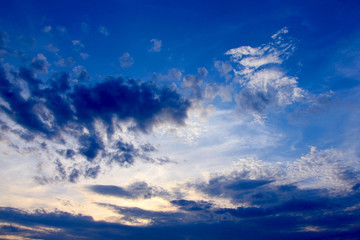 evening blue sky with clouds background 