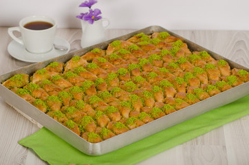 Traditional Dessert Turkish Baklava stock photo