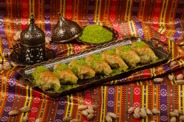 Traditional Dessert Turkish Baklava stock photo
