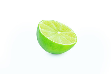 Lime with slices half isolated on white background. Green citrus fruit. with clipping path