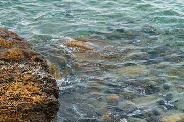 sea stones rocks gulls waves sunny weather