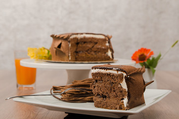 Birthday cake decorated with colorful sauce