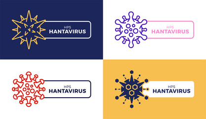 Fototapeta premium Creative Hantavirus Vector icon badge set. Pulmonary syndrome (HPS) is a rare but deadly viral infection. Vector illustration of the new Hanta virus
