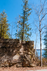 Niagara Escarpment ancient dolomite rock formations at Pottawatomi State Park, Door County,...