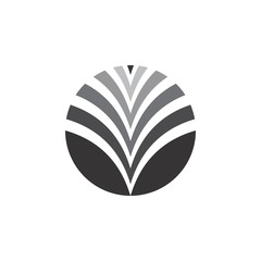 Circle with V letter Flower logo design vector