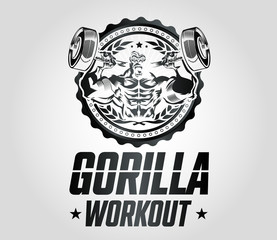 Gorilla Bodybuilding Vektor Fitness Gym Workout Muskeln Logo