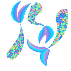 Mermaid cartoon holographic tail. Sequins texture. Sparkle girl glitter background. Colorful mermaid sequins texture