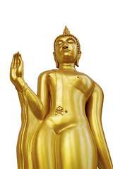 Buddha statue on whit background.