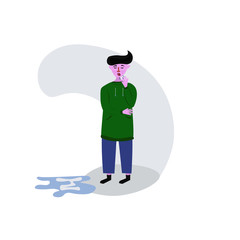 Illustration of young black man coughing with fist in front of mouth