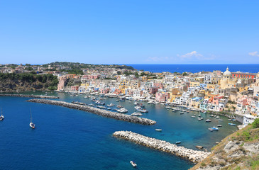 Naklejka na ściany i meble Panoramic View of Procida island Italy